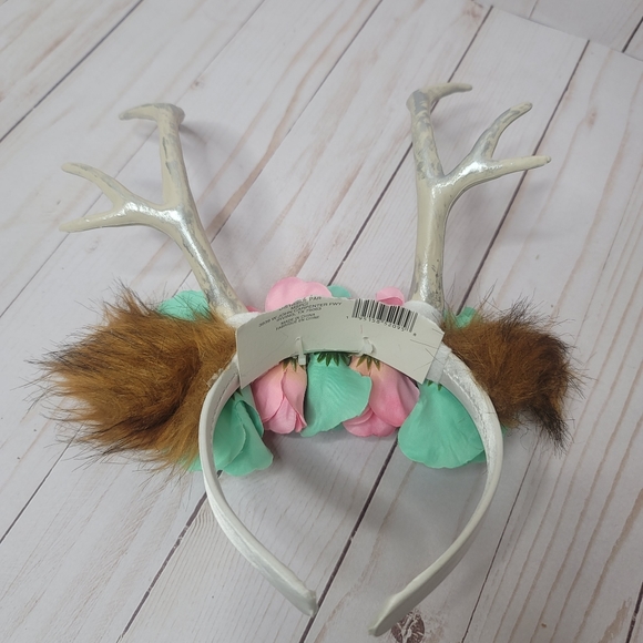 Deer antler NWT floral headband with ears. One size. Pink, teal, silver cream. - Picture 3 of 4
